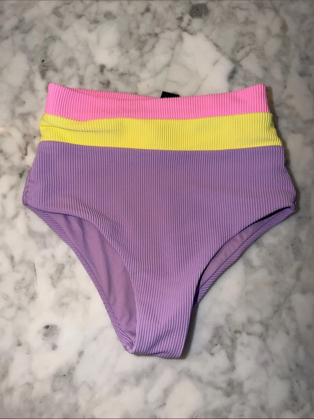 Beach Riot Lavender Bikini with Neon Yellow & Hot Pink Bands 3/4Y